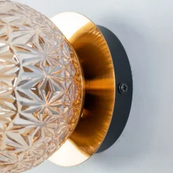 Applique murale en verre et métal dorée - Orian