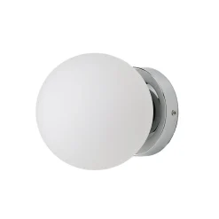 Applique Murale et Plafonnier Boule 150 mm Verre Opale E27 IP44 Chromé pour Salles de Bain et Extérieurs