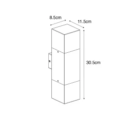 Applique murale extérieure noire avec abat-jour fumé 2 lumières IP44 - Danemark