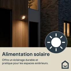 Applique murale extérieure LED intégrée solaire Anaheim noir 1000lm IP44 Goodhome