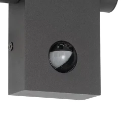 Applique murale extérieure anthracite avec LED IP54 et détecteur de mouvement - Zane