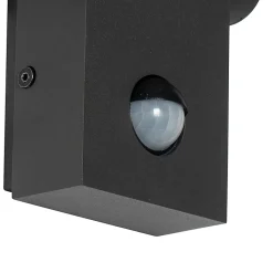 Applique murale extérieure anthracite avec LED IP54 et détecteur de mouvement - Zane