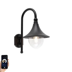 Applique murale extérieure intelligente noire IP44 avec Wifi A60 - Daphne