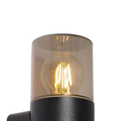 Applique murale extérieure moderne noire avec abat-jour fumé IP44 - Odense