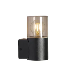 Applique murale extérieure moderne noire avec abat-jour fumé IP44 - Odense