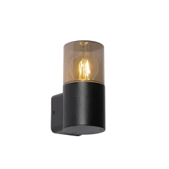 Applique murale extérieure moderne noire avec abat-jour fumé IP44 - Odense