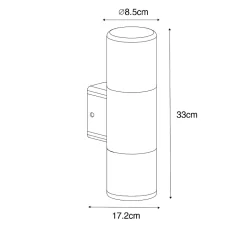 Applique murale extérieure moderne noire 2 lumières IP44 - Odense