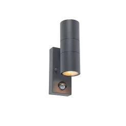 Applique murale extérieure anthracite avec détecteur de mouvement 2 lumières IP44 - Duo