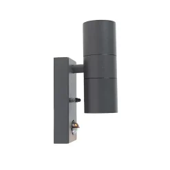 Applique murale extérieure anthracite avec détecteur de mouvement 2 lumières IP44 - Duo