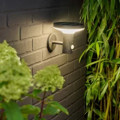 Applique murale extérieure LED intégrée solaire Cowhorn noir 650lm IP44 Goodhome