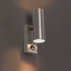 Applique murale extérieure en acier 2 lumières IP44 avec détecteur de mouvement - Duo