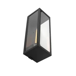 Applique murale extérieure rectangulaire moderne noire avec verre - Rotterdam Long
