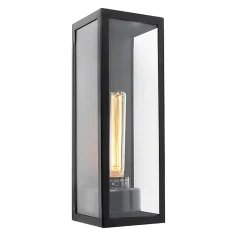 Applique murale extérieure rectangulaire moderne noire avec verre - Rotterdam Long