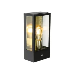 Applique murale extérieure noire avec capteur crépusculaire doré - Rotterdam