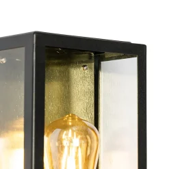 Applique murale extérieure noire avec capteur crépusculaire doré - Rotterdam