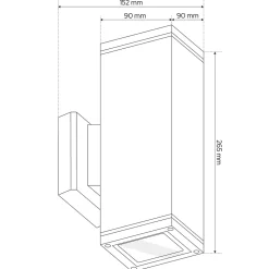 Applique murale extérieure IP44 2xGU10 noire Wamba applique extérieure luminaire mural extérieur lampe murale extérieure
