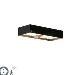 Applique murale extérieure noire avec lumière à intensité variable et capteur solaire - Kayo