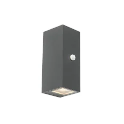 Applique murale gris foncé avec 2 lumières IP44 avec détecteur de mouvement - Baleno