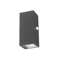 Applique murale gris foncé avec 2 lumières IP44 avec détecteur de mouvement - Baleno