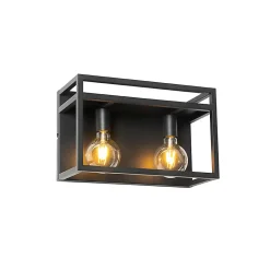Applique murale industrielle noire avec étagère 2 lumières - Cage Rack