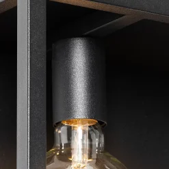 Applique murale industrielle noire avec étagère 2 lumières - Cage Rack