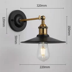 Applique murale industrielle E27 rétro Noir Doré