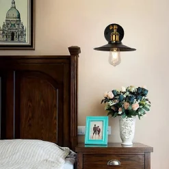 Applique murale industrielle E27 rétro Noir Doré