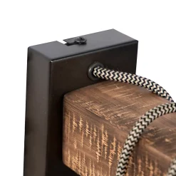 Applique murale industrielle noire avec bois - Gallow