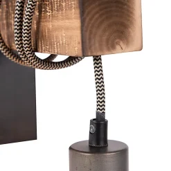 Applique murale industrielle noire avec bois - Gallow