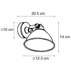 Applique murale industrielle noire avec or réglable - Liko