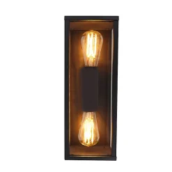 Applique murale industrielle noire 38 cm 2 lumières IP44 - Charlois