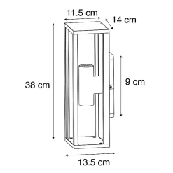 Applique murale industrielle noire 38 cm 2 lumières IP44 - Charlois