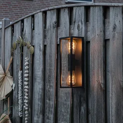 Applique murale industrielle noire 38 cm 2 lumières IP44 - Charlois