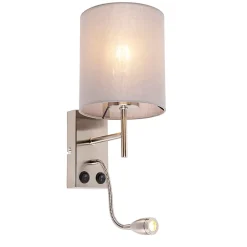 Applique murale intelligente en acier avec abat-jour gris, avec Wifi A60 - Stacca