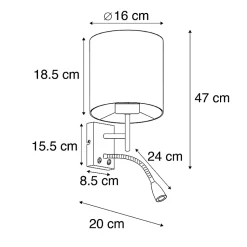 Applique murale intelligente en acier avec abat-jour gris, avec Wifi A60 - Stacca