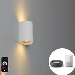Applique murale intelligente ronde blanche avec 2 GU10 Wifi - Sabbir