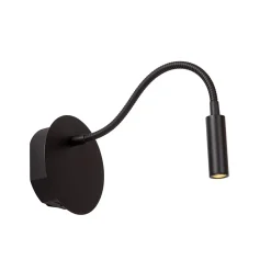 Applique murale intérieur LED articulée rechargeable Jolijn métal noir IP20 40lm 2W Ø.11 cm Lucide