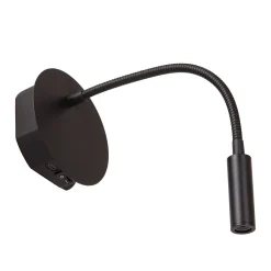 Applique murale intérieur LED articulée rechargeable Jolijn métal noir IP20 40lm 2W Ø.11 cm Lucide