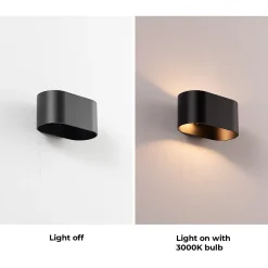 Applique murale intérieure en aluminium noir avec éclairage en haut et en bas support G9 ampoule non incluse