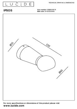 Applique murale IPSOS en aluminium avec LED intégré - Chrome - Lucide