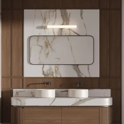Applique murale LED CCT 45 cm verre rainuré IP44 éclairage salle de bain moderne Linea Light Prestige