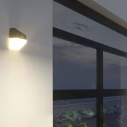 Applique murale Led d'extérieur solaire Noire 2WDétecteur de mouvement Angle120 degrés IP65 ASLO