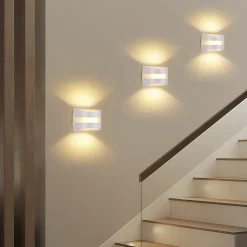 Applique murale LED d'intérieur Nettlife blanche - Design moderne 3000 K, éclairage mural blanc chaud 5 W