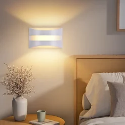 Applique murale LED d'intérieur Nettlife blanche - Design moderne 3000 K, éclairage mural blanc chaud 5 W