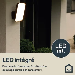 Applique murale LED extérieur noir 10,5 W 1700 lm blanc neutre IP54, GoodHome Wendland