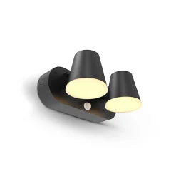 Applique Murale LED Extérieure - Double Orientable - 20W 3000K - IP54 - Détecteur IR - Noir