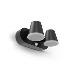 Applique Murale LED Extérieure - Double Orientable - 20W 3000K - IP54 - Détecteur IR - Noir