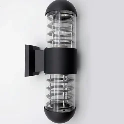 Applique Murale LED IP44 Double Faisceau Verre Argenté E27 - SILAMP