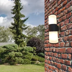 Applique Murale LED IP44 double faisceau E27 Opaque - SILUMEN - Noir