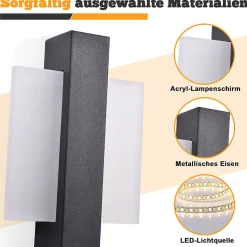 Applique murale LED Nettlife d'intérieur avec interrupteur - Lampe de couloir noire au design moderne 3000 K Blanc chaud 6W